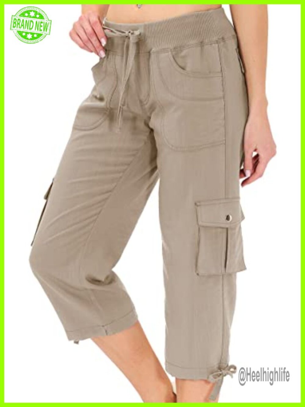 Womens Capris with Pockets Loose Fit Baggy Cargo Pants for Hiking